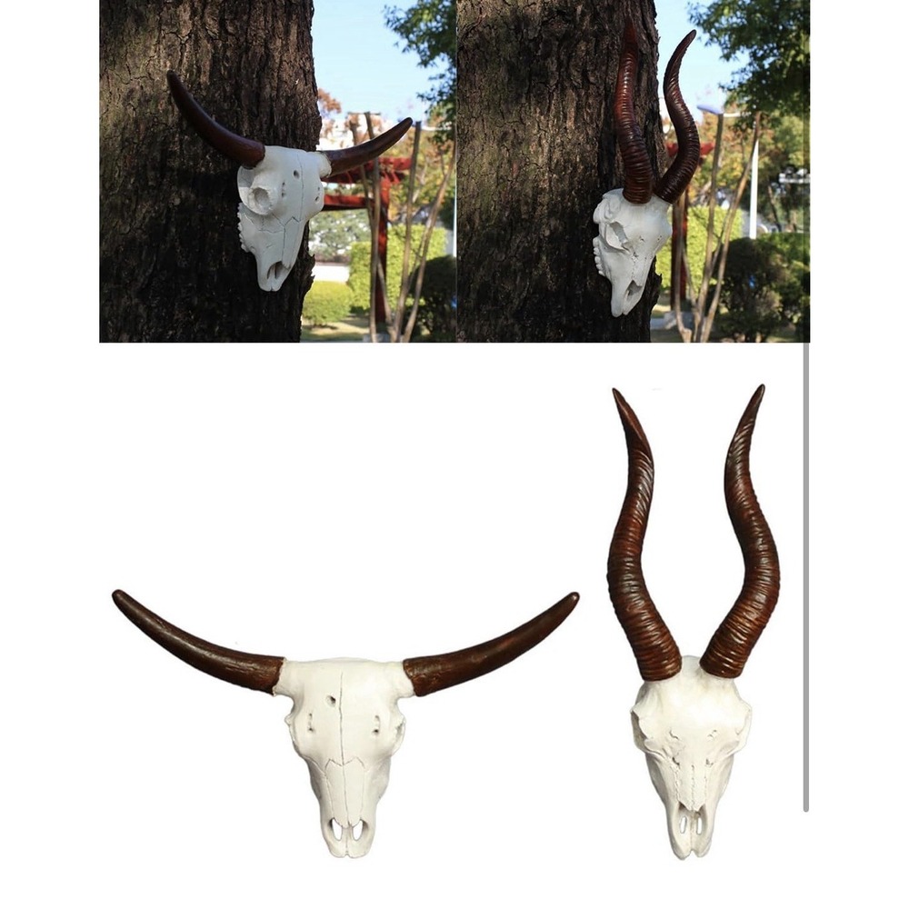 Cow and Sheep Head Unique 3D Animal Sculpture Eye Catching Realistic - Picture 6 of 9
